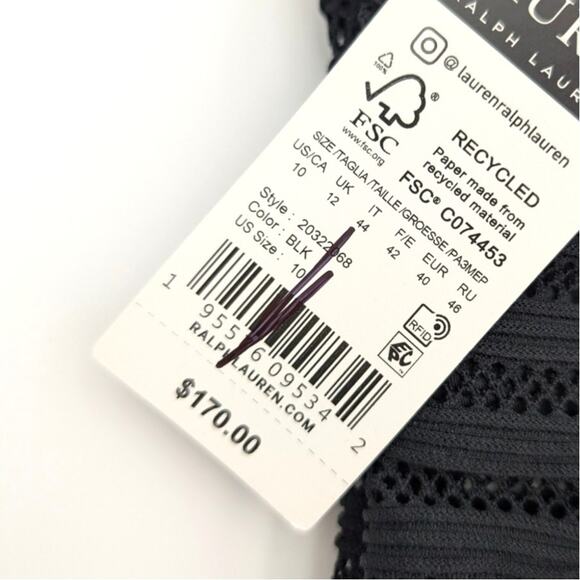 Lauren Ralph Lauren Women's Ottoman Mesh Square Neck One Piece Swimsuit Size 10 - Picture 7 of 14